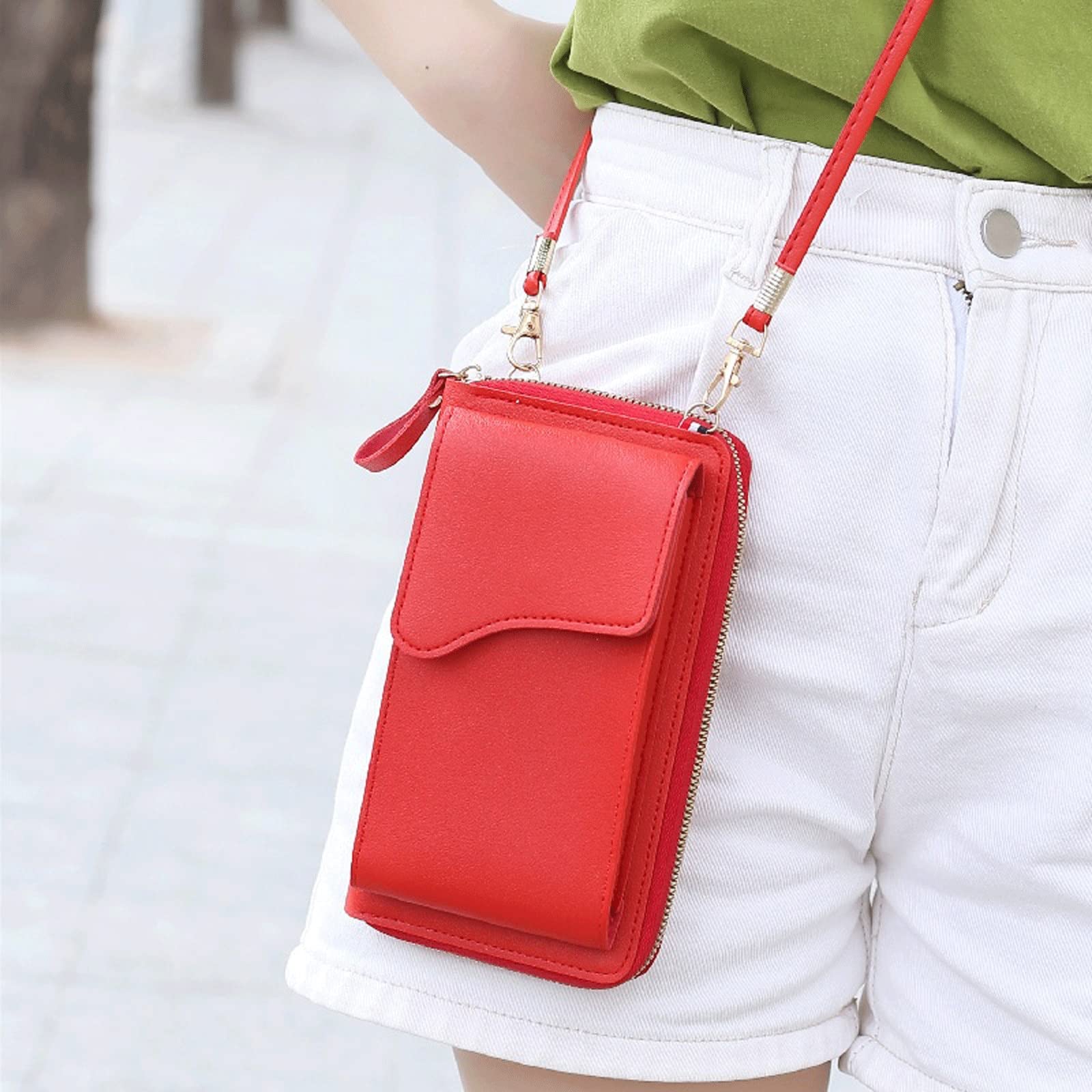 Wristlet Wallet Zipper - กระเป๋าสะพายไหล่ผู้หญิง กระเป๋าสะพายข้างขนาดเล็ก หนัง PU กระเป๋าใส่โทรศัพท์มือถือ กระเป๋าสตางค์ผู้หญิง
