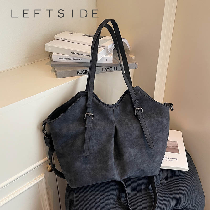 Luxury Bags Trend 2025 - กระเป๋าถือสะพายข้างหนัง PU ความจุสูงสำหรับผู้หญิง LEFTSIDE รุ่นปี 2025