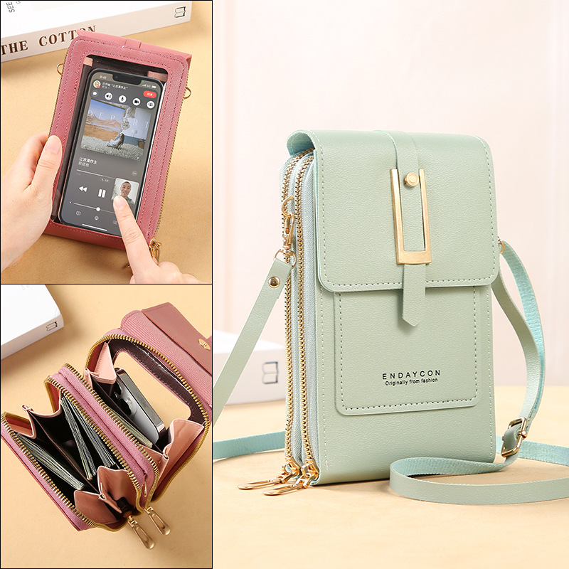 Wristlet Wallet Zipper - หน้าจอสัมผัสโทรศัพท์มือถือผู้หญิงกระเป๋าหนังนุ่มกระเป๋าสตางค์กระเป๋าถือCrossbodyกระเป๋าผู้หญิงกระเป๋าถือขนาดเล็กราคาถูกกระเป๋าสตรี