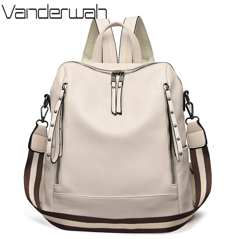 Luxury Bags Shopping - ยี่ห้อกระเป๋าเป้สะพายหลังหนังนุ่มกันน้ำ Bagpack Preppy สไตล์นักเรียนกระเป๋า Mochila Feminina