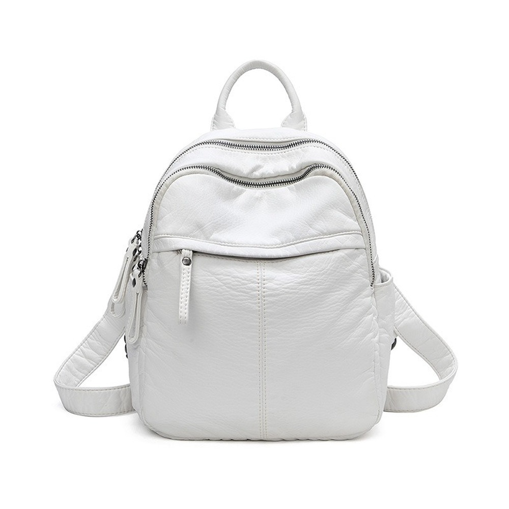Luxury Bags For School - Annmouler ผู้หญิงกระเป๋าเป้สะพายหลัง Pu หนังกระเป๋าสะพายกระเป๋าหนังนุ่ม Daypack Double-Layer