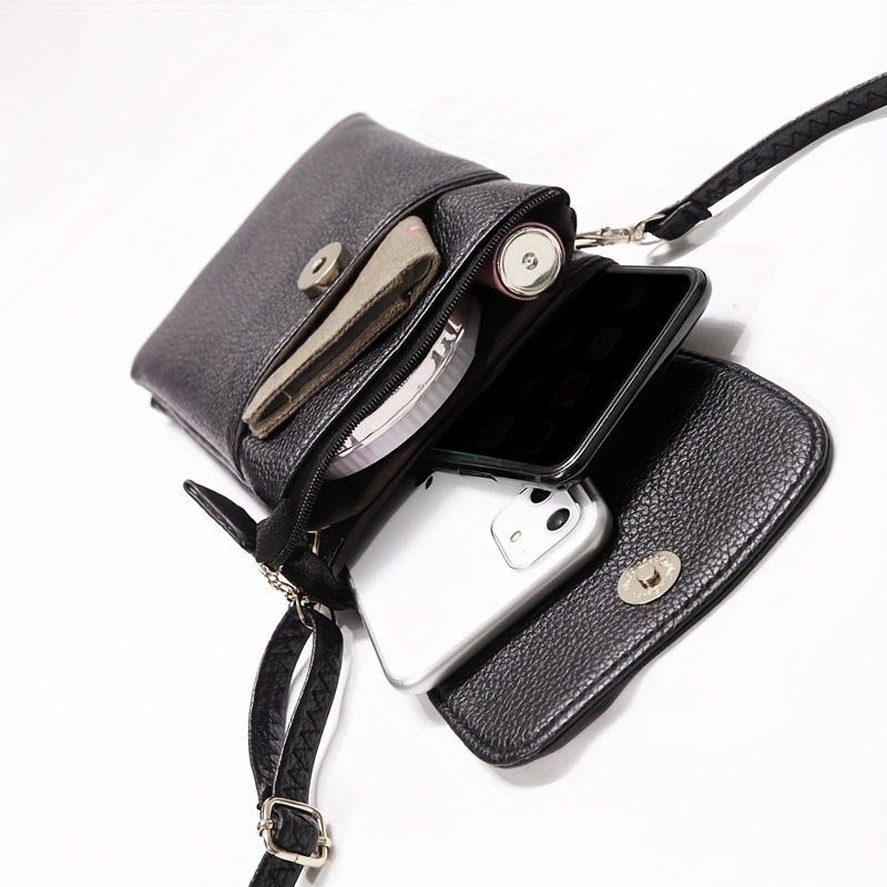 Wristlet Wallet Zipper - กระเป๋าหนังผู้หญิงแบบสะพายข้าง กระเป๋าสะพายไหล่ใบเล็ก กระเป๋าสตางค์แบบซิปคู่ ช่องใส่บัตรหลายช่อง กระเป๋าสะพายขนาดเล็ก