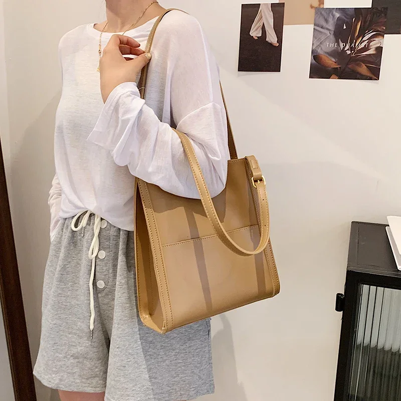 Luxury Bags Shopping - คุณภาพผู้หญิงToteกระเป๋า2023 Luxury Designerกระเป๋าถือสีนุ่มPUหนังไหล่กระเป๋าขนาดใหญ่ความจุShopping Tote
