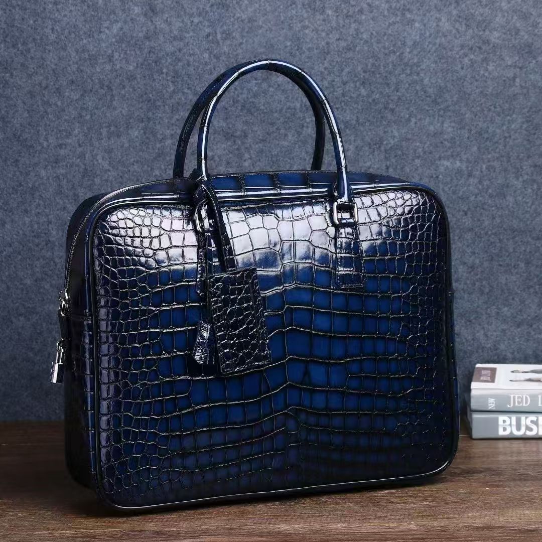 Luxury Bags For School - 2025 ใหม่หรูหรารูปแบบจระเข้ของแท้หนังธุรกิจกระเป๋าเอกสารผู้ชายกระเป๋าสะพายชาย Messenger กระเป๋าคอมพิวเตอร์แล็ปท็อป