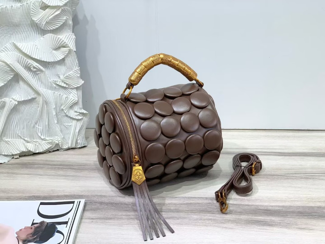Luxury Bags Youtube - กระเป๋าถือหนังทรงกลมสไตล์เรโทรสำหรับผู้หญิง กระเป๋าถือทรงถังทรงกลมสุดหรู กระเป๋าสะพายไหล่แฟชั่น
