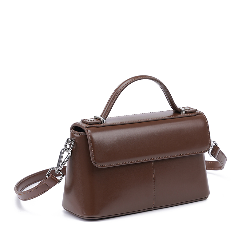 กระเป๋าถือหนังสีน้ำตาลทรงแข็งส - Structured Handbag Top Handle บทวิจารณ์และราคา