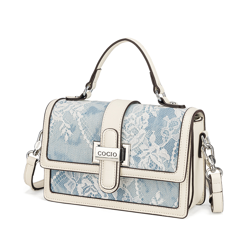 กระเป๋าถือลายงูสีน้ำเงินสำหรับ - Structured Handbag Top Handle บทวิจารณ์และราคา