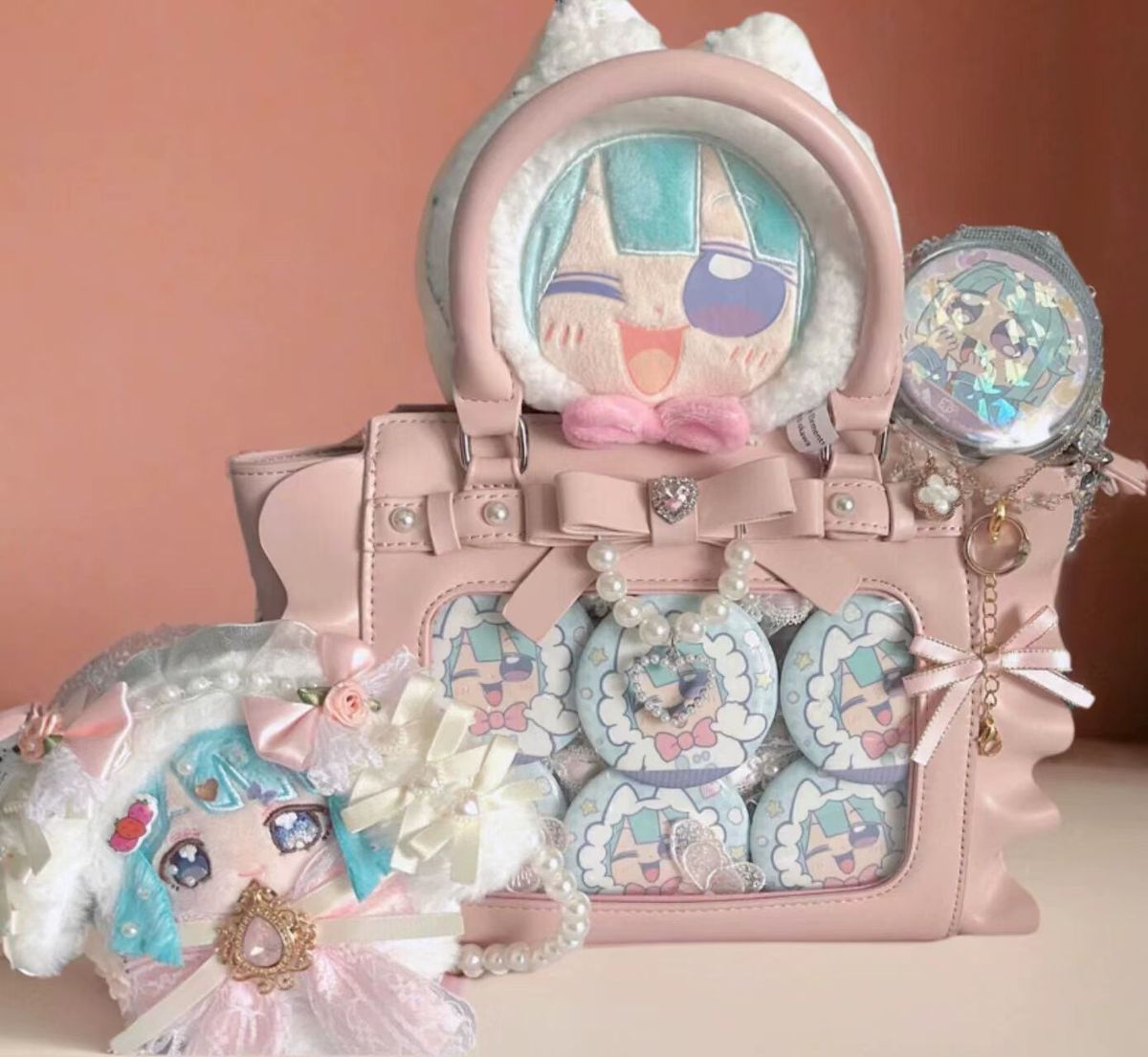 Harajuku สแควร์สีชมพู Ita กระเ - Wristlet Wallet Zipper บทวิจารณ์และราคา