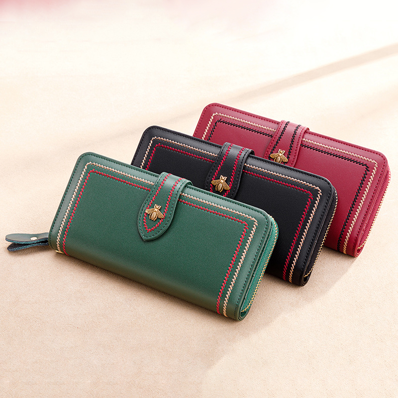 กระเป๋าสตางค์หนังแท้สำหรับผู้ห - Wristlet Wallet Zipper บทวิจารณ์และราคา
