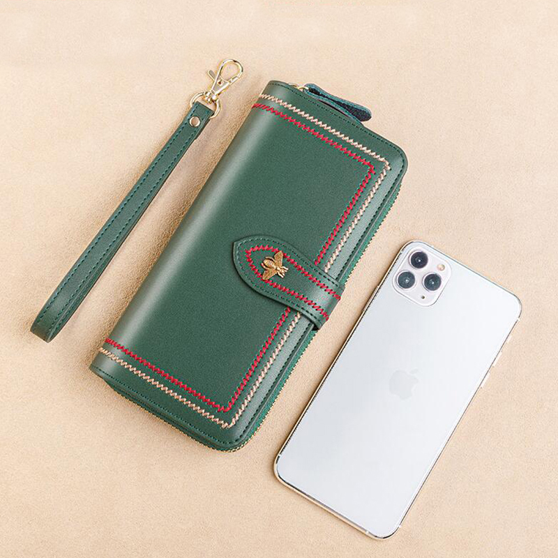 กระเป๋าสตางค์หนังแท้สำหรับผู้ห - Wristlet Wallet Zipper บทวิจารณ์และราคา